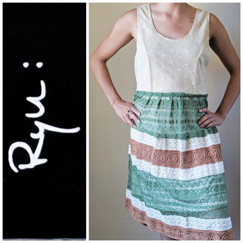 Anthropologie Ryü Cream Medallion Lace Dress